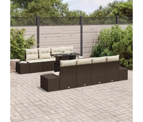 7 Daļīga Dārza Dīvānu Komplekts Ar Spilveniem Brūnā Poliratanā Vidaxl