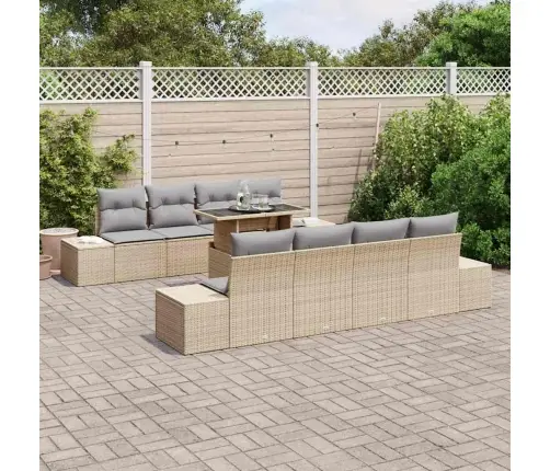 7 Daļu Dārza Dīvānu Komplekts Ar Spilveniem Bēšā Poliratanā Vidaxl