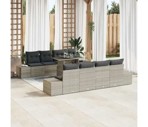 7 Daļu Dārza Dīvānu Komplekts Ar Spilveniem Gaiši Pelēks Poliratan Vidaxl