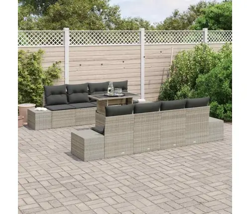 7 Daļu Dārza Dīvānu Komplekts Ar Spilveniem Gaiši Pelēks Poliratan Vidaxl