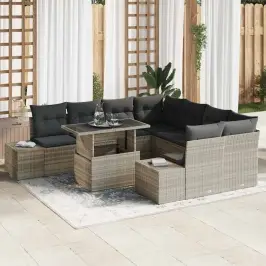 Aia Diivanikomplekt 9 Pcs Helehall Ja Tumehall 100 X 55 X 73 Cm