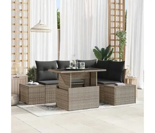 Dārza Dīvānu Komplekts 5 Pcs Pelēka Poliūtu Rotangpalma Vidaxl