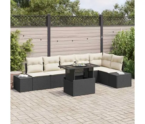 Aia Diivanikomplekt Padjaga Ladustamisega 7 Pcs Must Polürotang