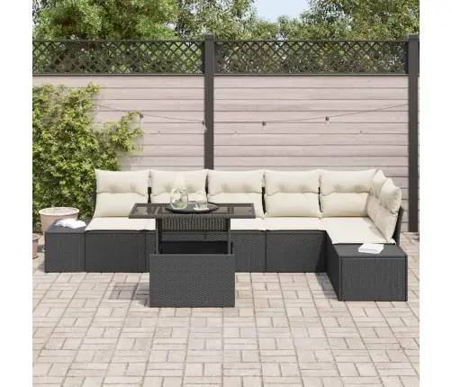 Aia Diivanikomplekt Padjaga Ladustamisega 7 Pcs Must Polürotang