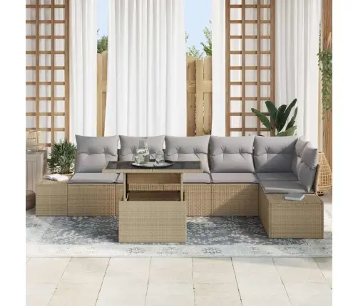 Aia Diivanikomplekt Ladustamisega 7 Pcs Beež Polürooster