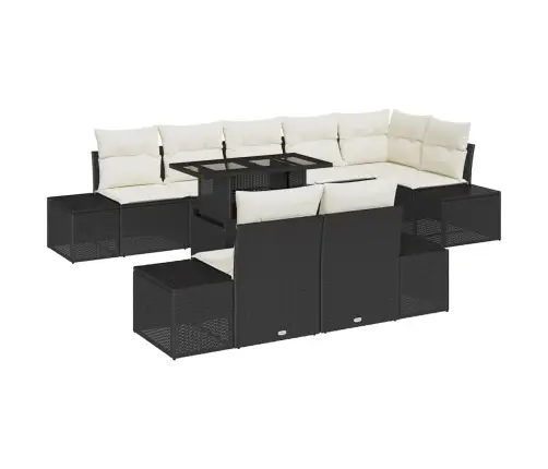 9 Gabalu Dārza Dīvānu Komplekts Ar Spilveniem Melnā Poliratanā Vidaxl