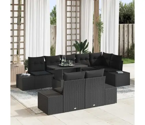 Dārza Dīvānu Komplekts 9 Pcs Melna Poliūtu Rotangpalma Vidaxl