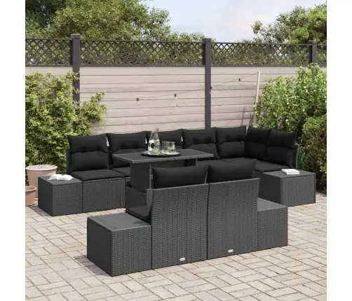 Dārza Dīvānu Komplekts 9 Pcs Melna Poliūtu Rotangpalma Vidaxl