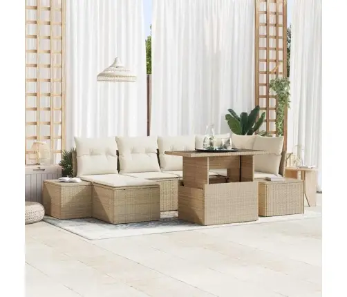 Aia Diivanikomplekt Ladustamisega 7 Pcs Beež Polürooster