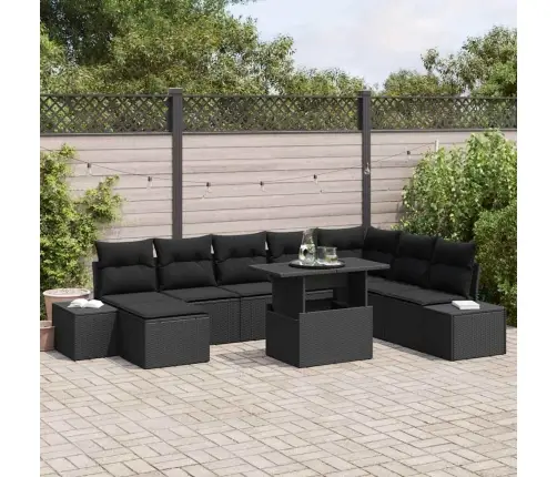 Dārza Dīvānu Komplekts 9 Pcs Melna Poliūtu Rotangpalma Vidaxl