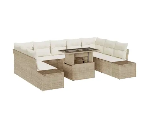 Aia Diivanikomplekt Ladustamisega 10 Pcs Beež Polürooster