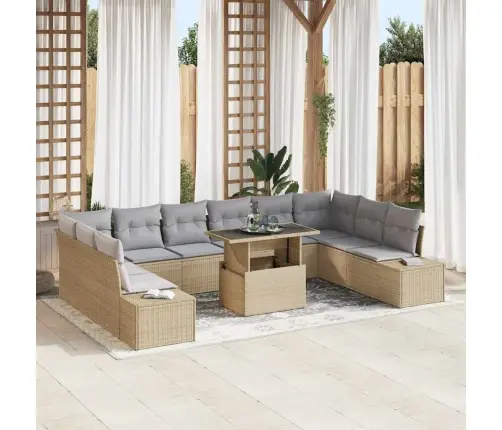 Aia Diivanikomplekt Ladustamisega 11 Pcs Beež Polürooster