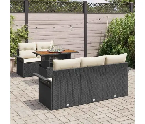 6 Daļu Dārza Dīvānu Komplekts Ar Spilveniem Melnā Poli Rotangpalma Vidaxl