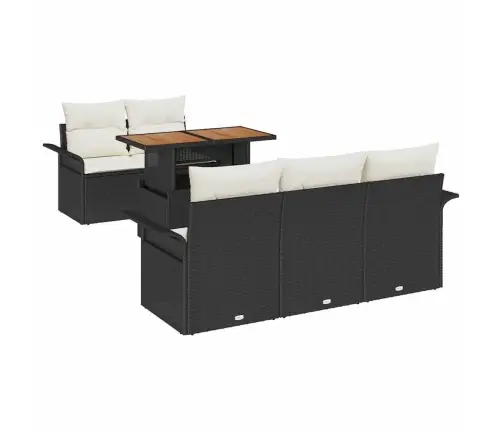 6 Daļu Dārza Dīvānu Komplekts Ar Spilveniem Melnā Poli Rotangpalma Vidaxl