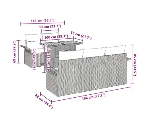 Aia Diivanikomplekt Ladustamisega 6 Pcs Beež Polürooster Aia Diivanikomplekt Ladustamisega 6 Pcs Beež Polürooster
