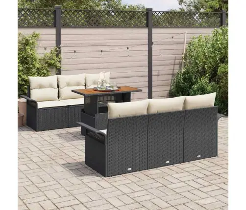 7 Daļu Dārza Dīvānu Komplekts Ar Spilveniem Melns Polirotangpalma Vidaxl 7 Daļu Dārza Dīvānu Komplekts Ar Spilveniem Melns Polirotangpalma Vidaxl