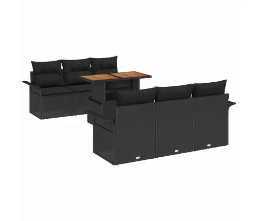 Sodo Sofų Rinkinys Su Saugykla 7 Pcs Juoda Poli Ratanas