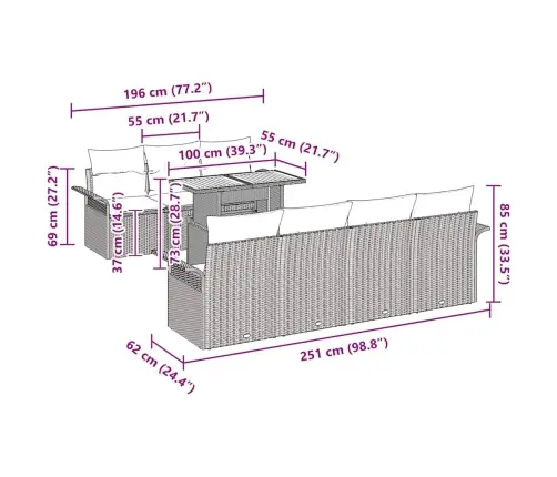 Aia Diivanikomplekt Ladustamisega 8 Pcs Must Polürooster