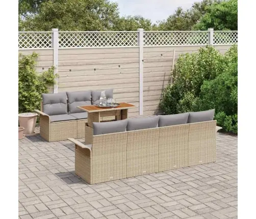 Sodo Sofų Rinkinys Su Saugykla 8 Pcs Smėlio Poli Ratanas