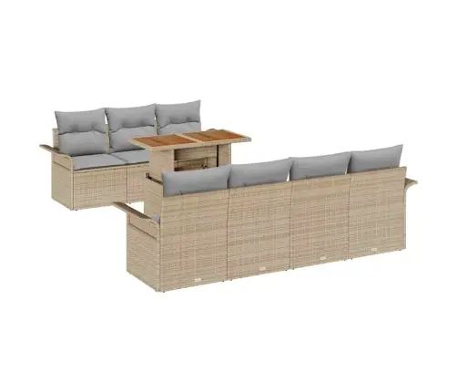 Sodo Sofų Rinkinys Su Saugykla 8 Pcs Smėlio Poli Ratanas