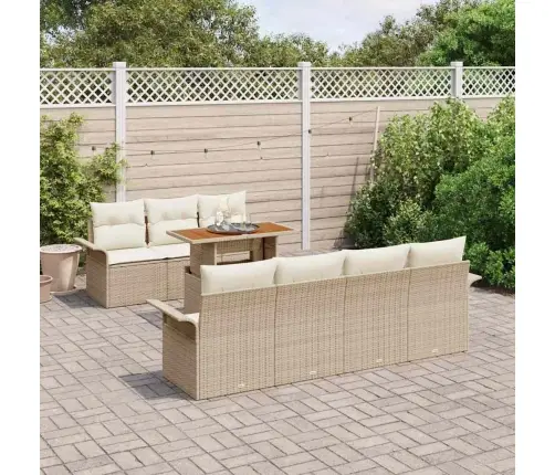 8 Daļu Dārza Dīvānu Komplekts Ar Spilveniem Bēšs Poli Rotangpalma Vidaxl