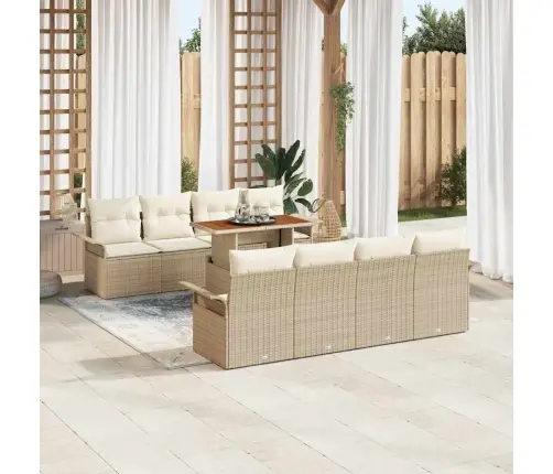 9 Gabalu Dārza Dīvānu Komplekts Ar Spilveniem Bēšā Poliratānā Vidaxl