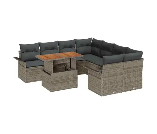 9 Gabalu Dārza Dīvānu Komplekts Ar Spilveniem Pelēks Polirotangs Vidaxl