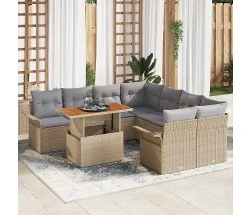 Aia Diivanikomplekt Ladustamisega 9 Pcs Beež Polürooster