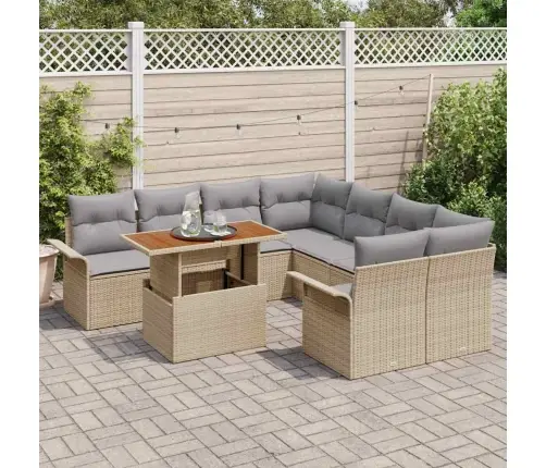 Aia Diivanikomplekt Ladustamisega 9 Pcs Beež Polürooster