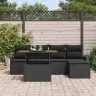 Sodo Sofų Rinkinys Su Saugykla 6 Pcs Juoda Poli Ratanas