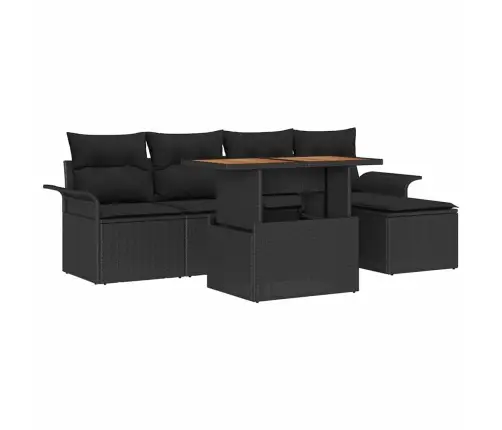 Sodo Sofų Rinkinys Su Saugykla 6 Pcs Juoda Poli Ratanas