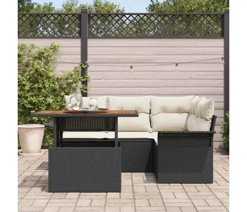 5 Gabalu Dārza Dīvānu Komplekts Ar Spilveniem Melns Poli Rotangpalma Vidaxl