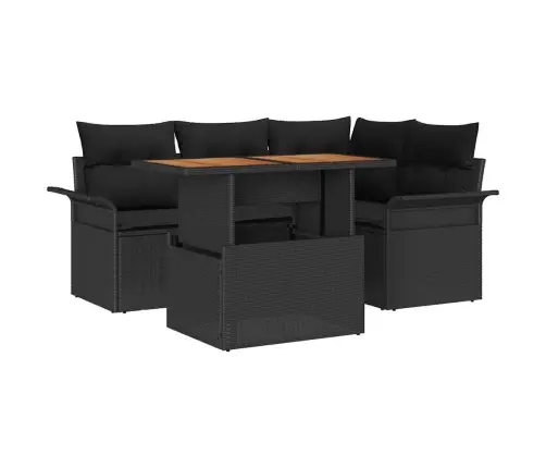 Dārza Dīvānu Komplekts 5 Pcs Melna Poliūtu Rotangpalma Vidaxl