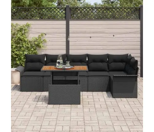 7 Gabalu Dārza Dīvānu Komplekts Ar Spilveniem Melna Polirasas Vidaxl