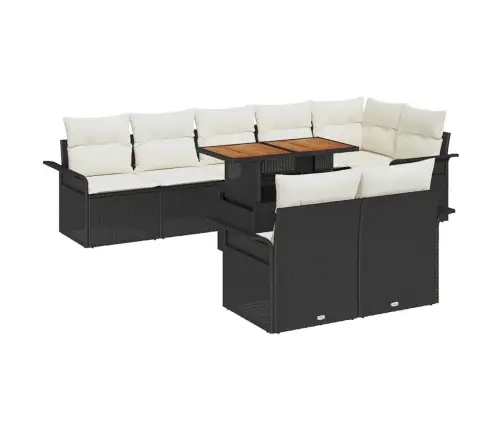 Sodo Sofų Rinkinys Su Saugykla 9 Pcs Juoda Poli Ratanas