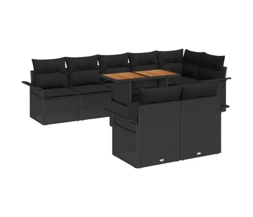Sodo Sofų Rinkinys Su Saugykla 9 Pcs Juoda Poli Ratanas