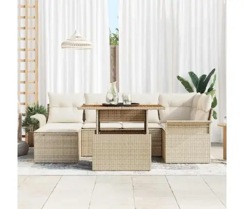 Aia Diivanikomplekt Ladustamisega 7 Pcs Beež Polürooster