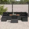Sodo Sofų Rinkinys Su Saugykla 8 Pcs Juoda Poli Ratanas