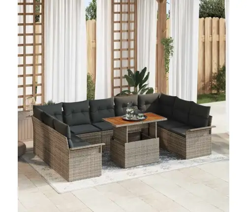 10 Gab Dārza Dīvānu Komplekts Ar Spilveniem Pelēks Poliratanas Vidaxl