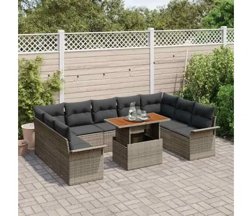 10 Gab Dārza Dīvānu Komplekts Ar Spilveniem Pelēks Poliratanas Vidaxl