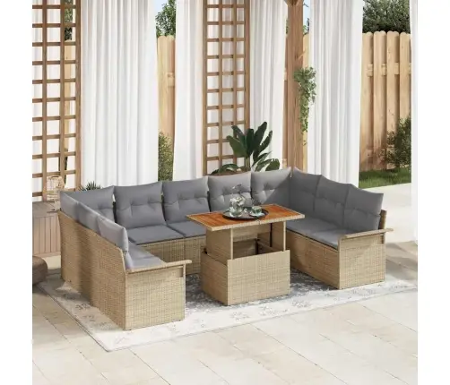 Aia Diivanikomplekt Ladustamisega 10 Pcs Beež Polürooster