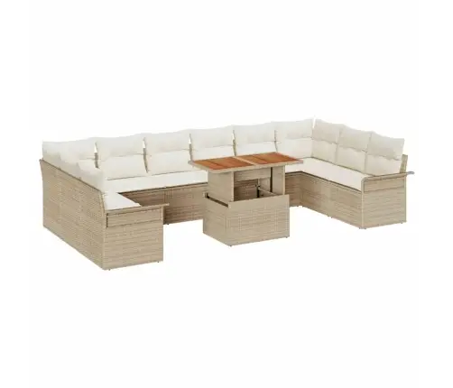 Dārza Dīvānu Komplekts 11 Pcs Bēša Poliūtu Rotangpalma Vidaxl