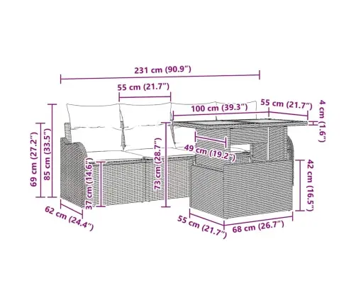 Aia Diivanikomplekt Ladustamisega 5 Pcs Must Polürooster