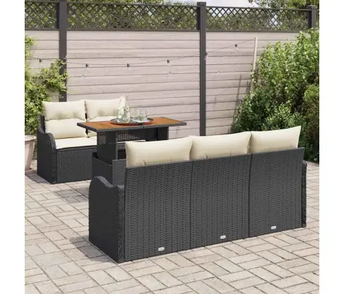 Dārza Dīvānu Komplekts 6 Pcs Melna Poliūtu Rotangpalma Vidaxl