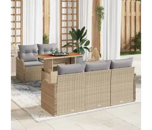 Dārza Dīvānu Komplekts 6 Pcs Bēša Poliūtu Rotangpalma Vidaxl