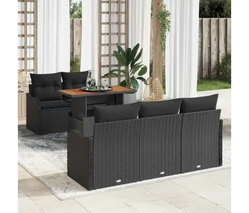 Dārza Dīvānu Komplekts 6 Pcs Melna Poliūtu Rotangpalma Vidaxl