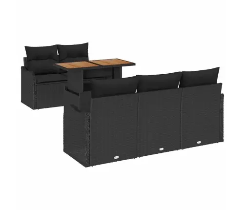 Dārza Dīvānu Komplekts 6 Pcs Melna Poliūtu Rotangpalma Vidaxl