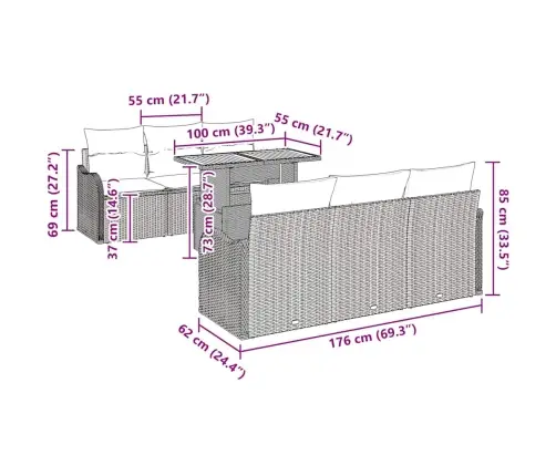 Aia Diivanikomplekt Ladustamisega 7 Pcs Beež Polürooster