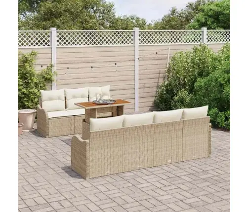 8 Daļu Dārza Dīvānu Komplekts Ar Spilveniem Bēšs Poli Rotangpalma Vidaxl