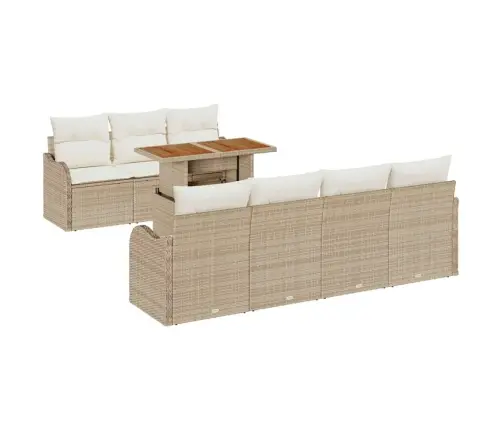 8 Daļu Dārza Dīvānu Komplekts Ar Spilveniem Bēšs Poli Rotangpalma Vidaxl